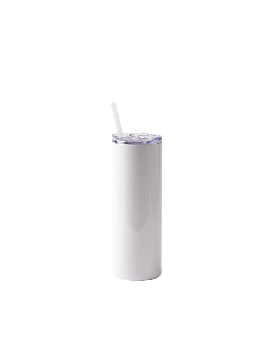 Gobelet en acier inoxydable de 20 oz/600 ml avec paille et couvercle en plastique (blanc)