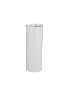 Gobelet en acier inoxydable de 20 oz/600 ml avec paille et couvercle en acier inoxydable (blanc)