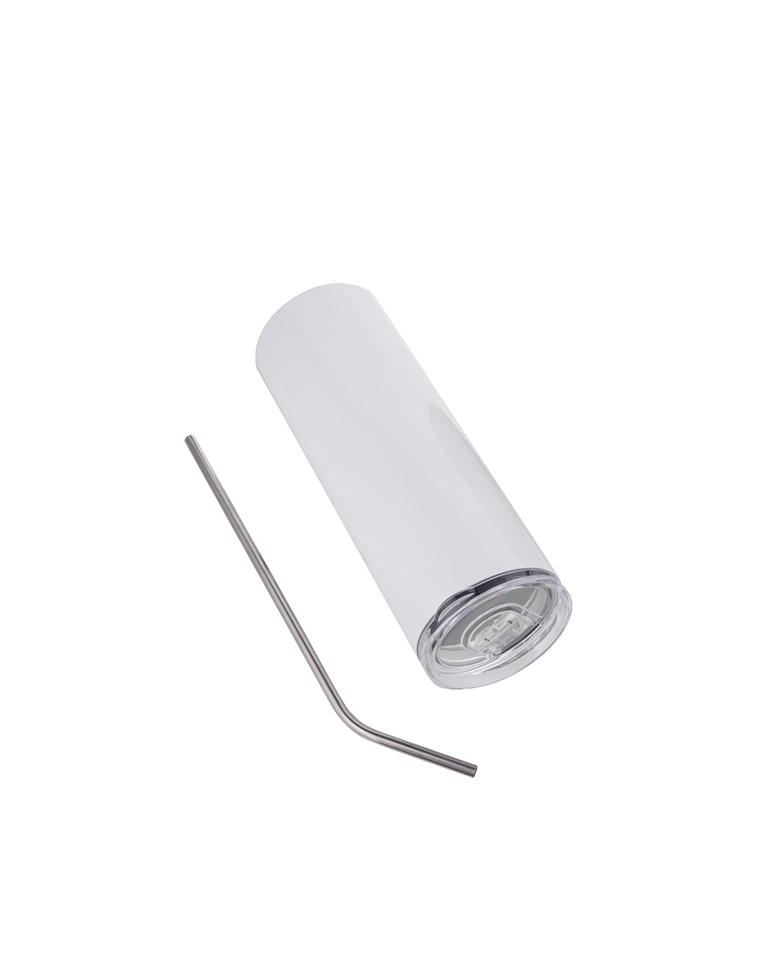 Gobelet en acier inoxydable de 20 oz/600 ml avec paille et couvercle en acier inoxydable (blanc)