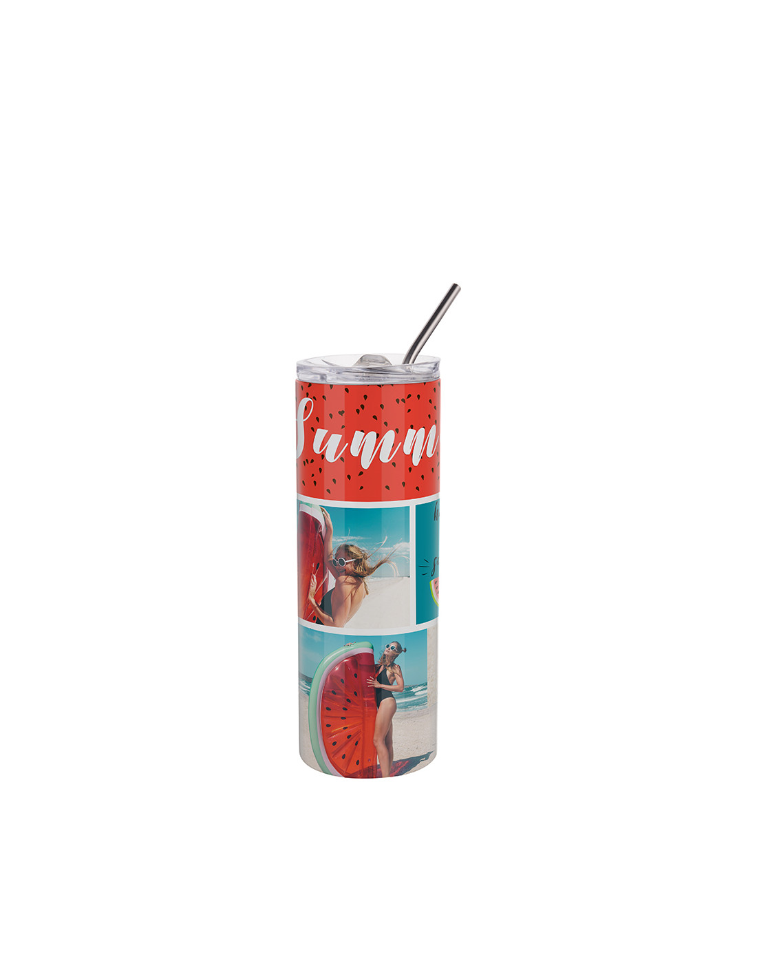 Gobelet en acier inoxydable de 20 oz/600 ml avec paille et couvercle en acier inoxydable (blanc)