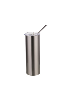 Gobelet 20oz/600ml avec paille et couvercle (argent) 2