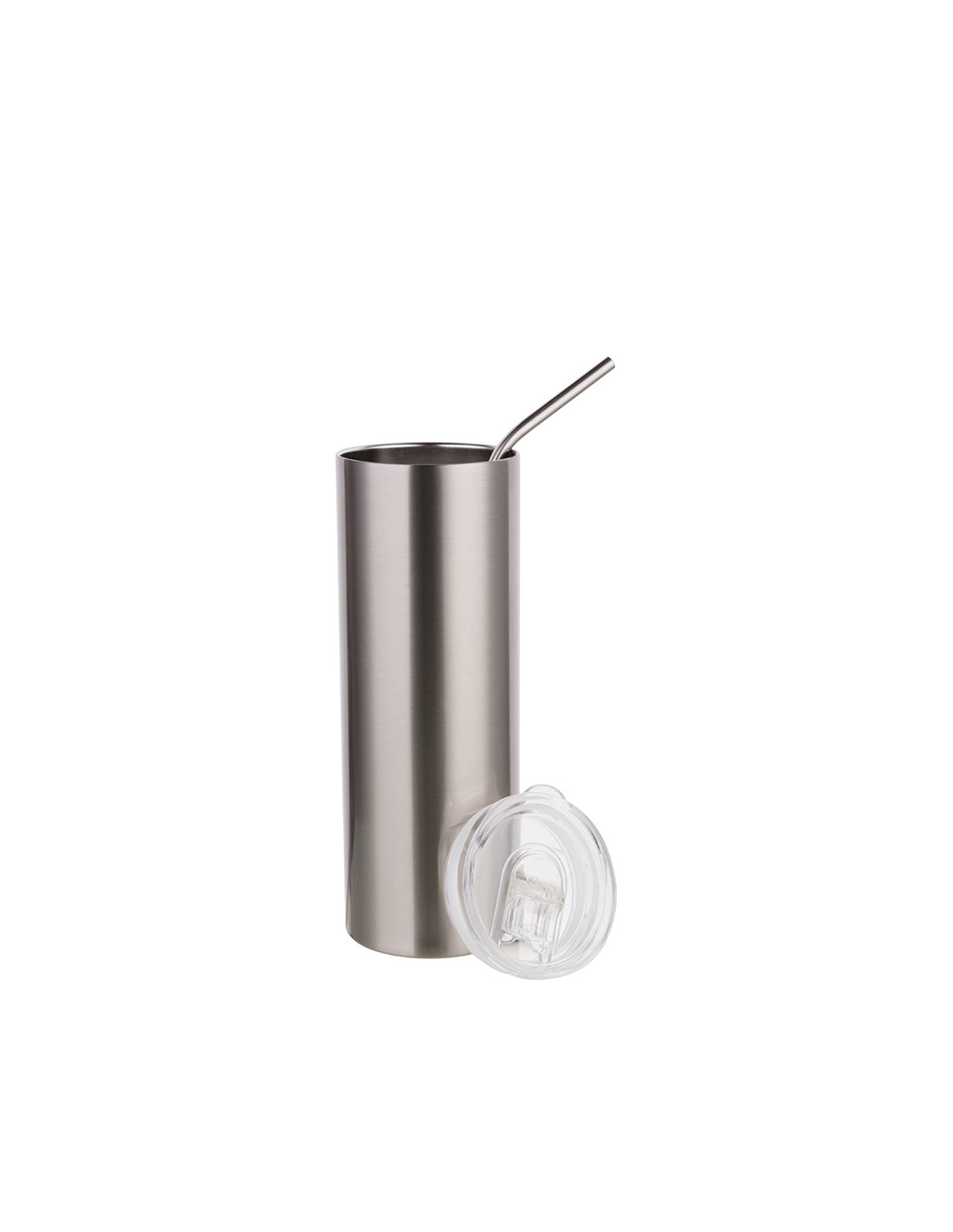 Gobelet 20oz/600ml avec paille et couvercle (argent)