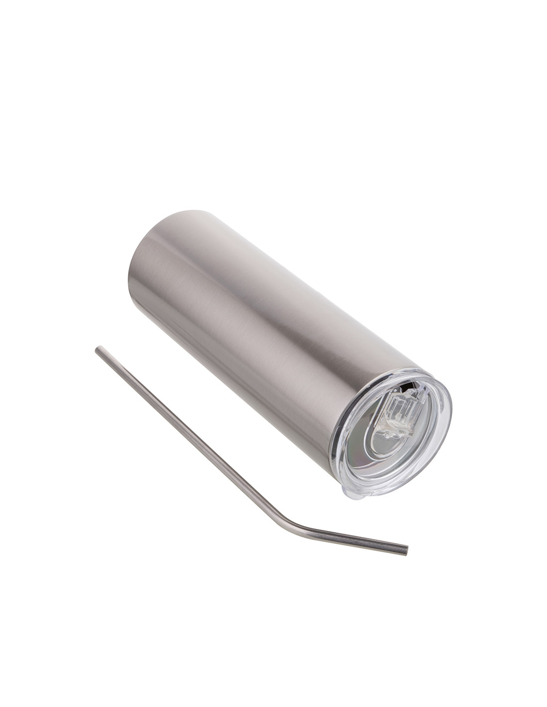 Gobelet 20oz/600ml avec paille et couvercle (argent)