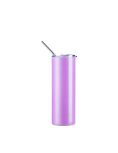Gobelet SS à couleur changeante de 20 oz/600 ml avec paille et couvercle (activé par les UV, blanc à violet)