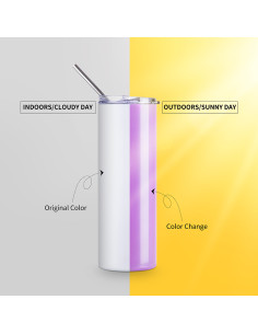 Gobelet SS à couleur changeante de 20 oz/600 ml avec paille et couvercle (activé par les UV, blanc à violet) 2