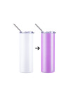Gobelet SS à couleur changeante de 20 oz/600 ml avec paille et couvercle (activé par les UV, blanc à violet)