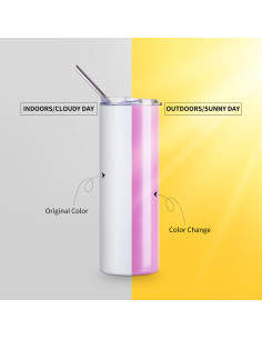 Gobelet SS à couleur changeante de 20 oz/600 ml avec paille et couvercle (activé par UV, blanc à rouge) 2