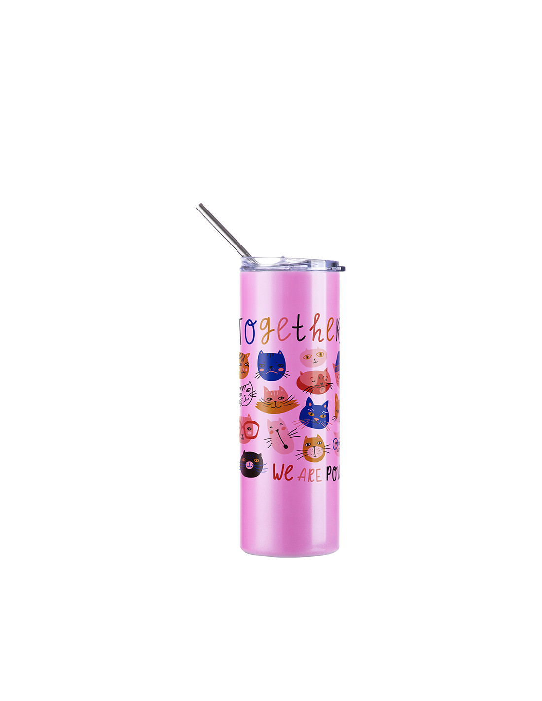 Gobelet SS à couleur changeante de 20 oz/600 ml avec paille et couvercle (activé par UV, blanc à rouge)
