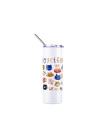 Gobelet SS à couleur changeante de 20 oz/600 ml avec paille et couvercle (activé par UV, blanc à rouge)