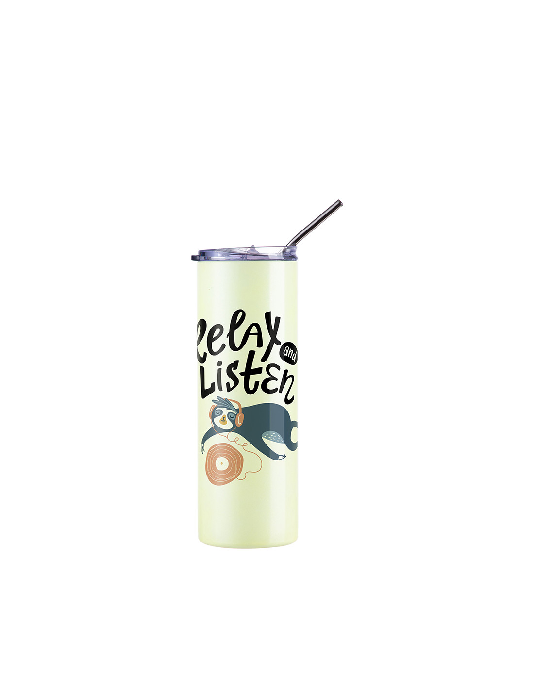 Gobelet SS à couleur changeante de 20 oz/600 ml avec paille et couvercle (sensible à la chaleur, orange à jaune)