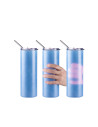 Gobelet SS à couleur changeante de 20 oz/600 ml avec paille et couvercle (sensible à la chaleur, bleu clair à rose)