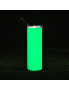 Gobelet SS 20oz/600ml avec paille et couvercle (brille dans le noir, blanc à vert)