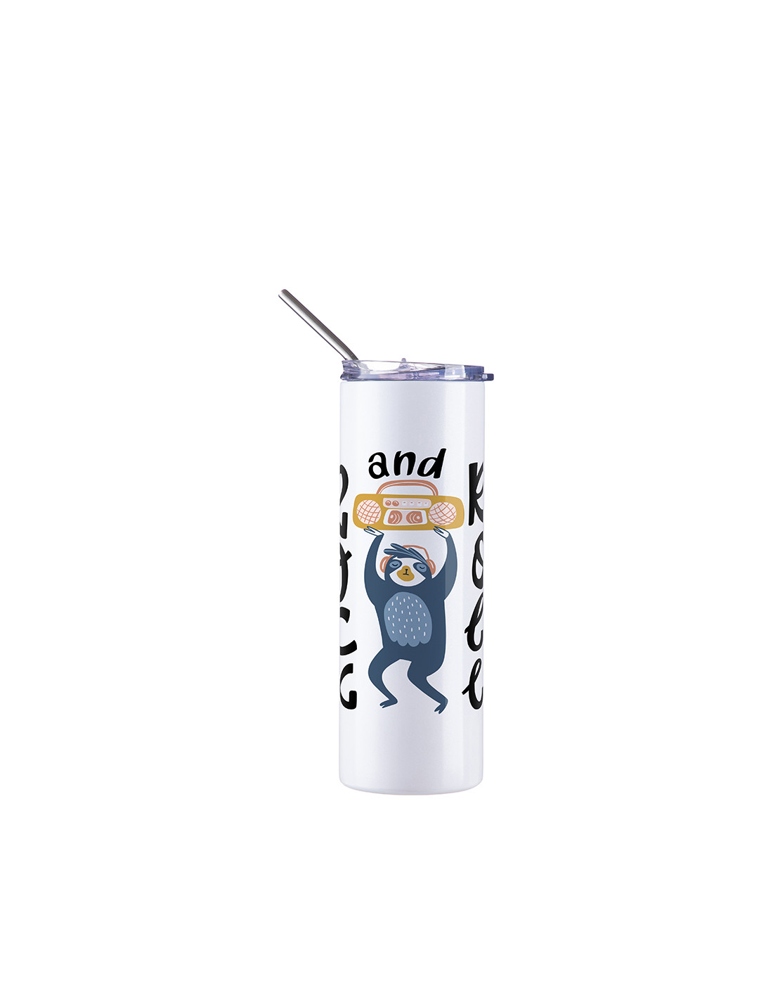 Gobelet SS 20oz/600ml avec paille et couvercle (brille dans le noir, blanc à vert)