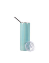 Gobelet fin en acier inoxydable scintillant à paillettes de 20 oz/600 ml avec paille (bleu clair)
