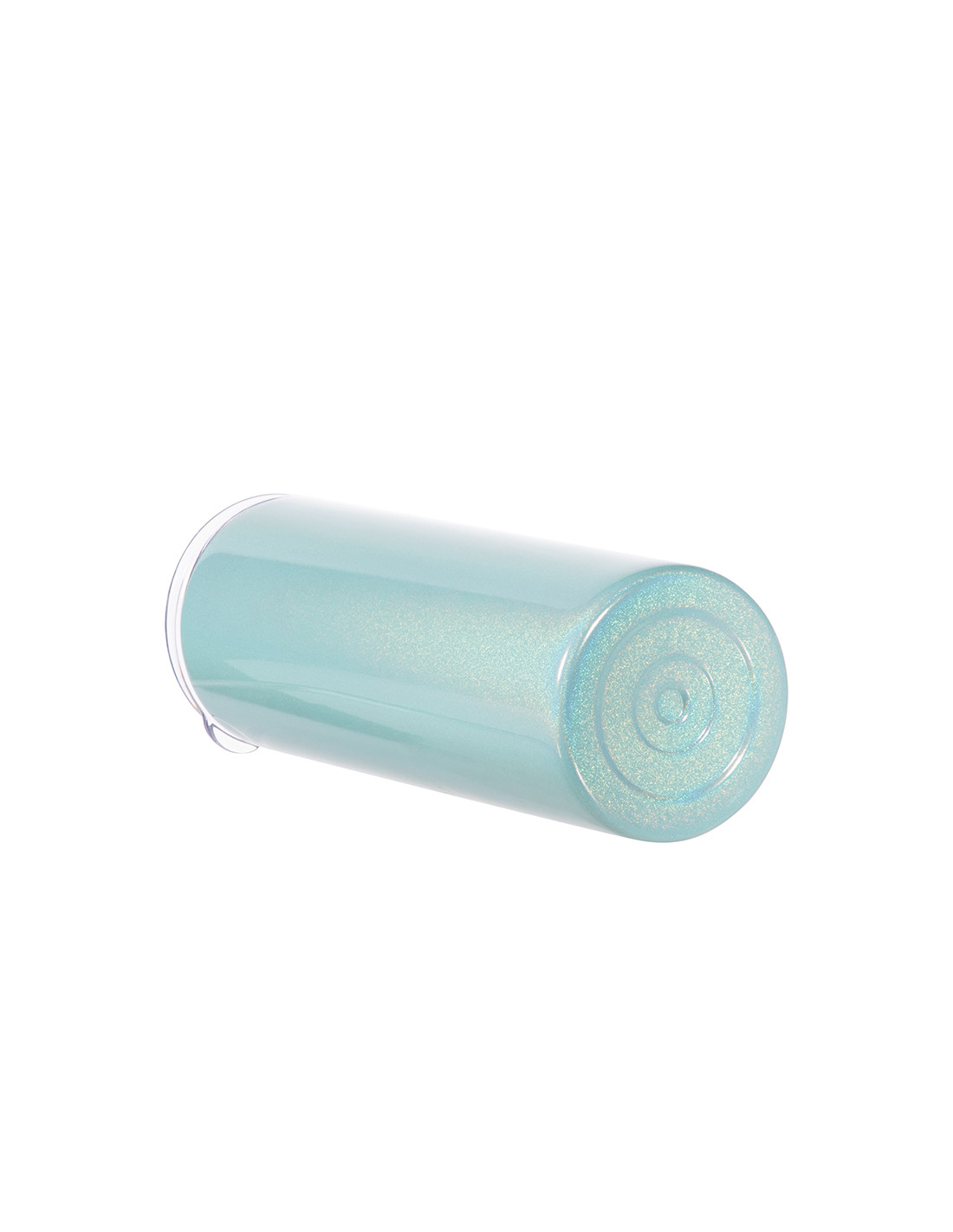 Gobelet fin en acier inoxydable scintillant à paillettes de 20 oz/600 ml avec paille (bleu clair)