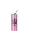 Gobelet Skinny T en acier inoxydable pailleté de 20 oz/600 ml avec paille et couvercle (rose)