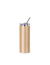 Gobelet fin en acier inoxydable à paillettes de 20 oz/600 ml avec paille et couvercle (or rose)
