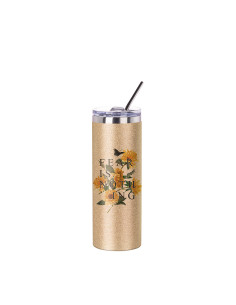 Gobelet fin en acier inoxydable à paillettes de 20 oz/600 ml avec paille et couvercle (or rose) 2