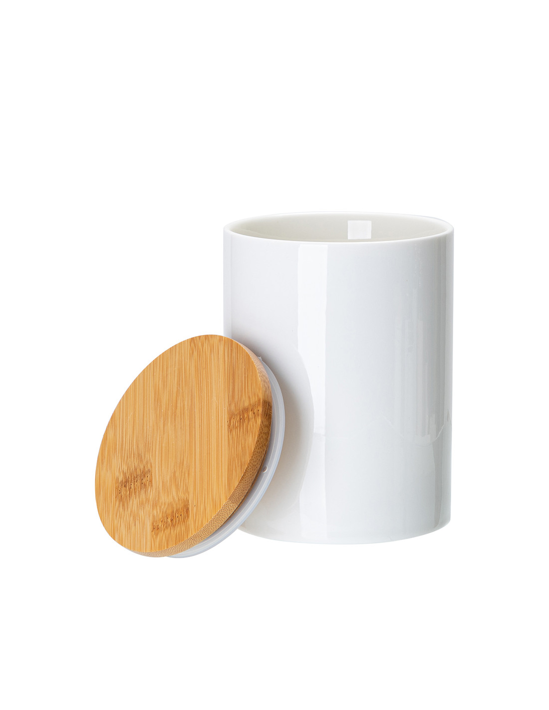 Pot de rangement en céramique de 25 oz avec couvercle en bambou