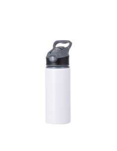 Bouteille d'eau en aluminium de 20 OZ/650 ml avec bouchon noir (blanc)