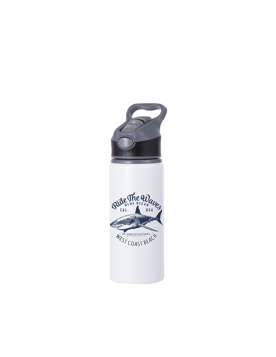 Bouteille d'eau en aluminium de 20 OZ/650 ml avec bouchon noir (blanc)