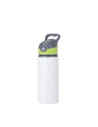 Bouteille d'eau en aluminium de 20 OZ/650 ml avec bouchon vert (blanc)
