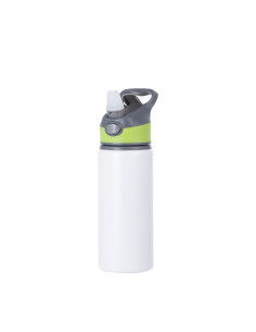 Bouteille d'eau en aluminium de 20 OZ/650 ml avec bouchon vert (blanc)
 2