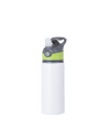 Bouteille d'eau en aluminium de 20 OZ/650 ml avec bouchon vert (blanc)
