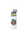 Bouteille d'eau en aluminium de 20 OZ/650 ml avec bouchon vert (blanc)
