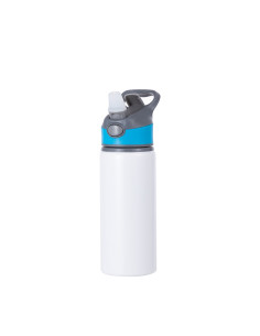 Bouteille d'eau en aluminium de 20 OZ/650 ml avec bouchon bleu (blanc)
 2