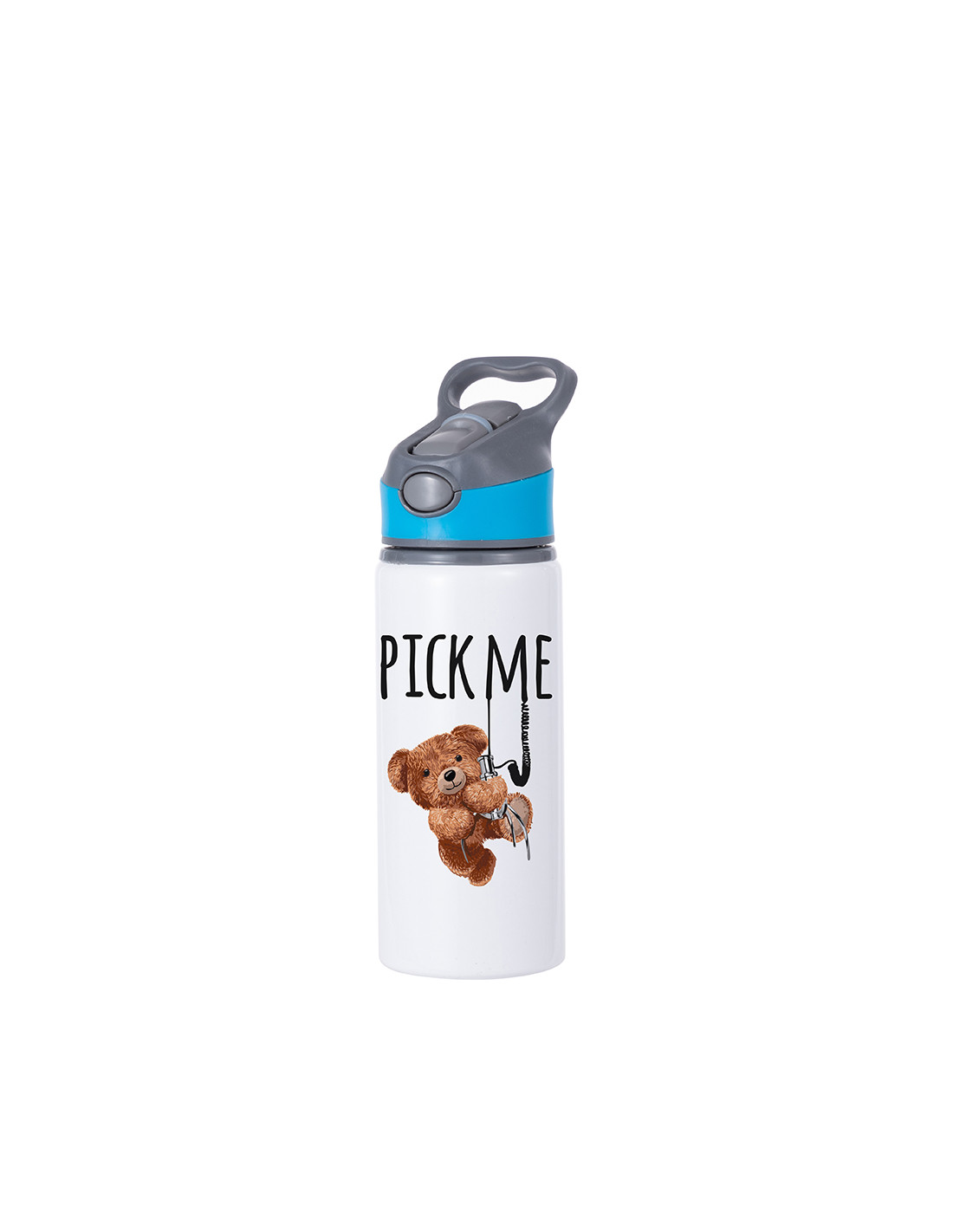 Bouteille d'eau en aluminium de 20 OZ/650 ml avec bouchon bleu (blanc)
