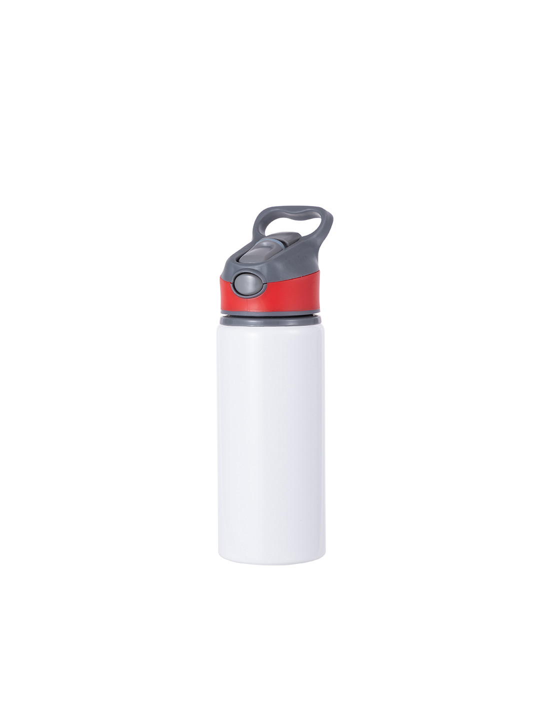 Bouteille d'eau en aluminium de 20 OZ/650 ml avec bouchon rouge (blanc)
