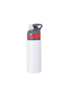 Bouteille d'eau en aluminium de 20 OZ/650 ml avec bouchon rouge (blanc)
 2