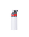 Bouteille d'eau en aluminium de 20 OZ/650 ml avec bouchon rouge (blanc)
