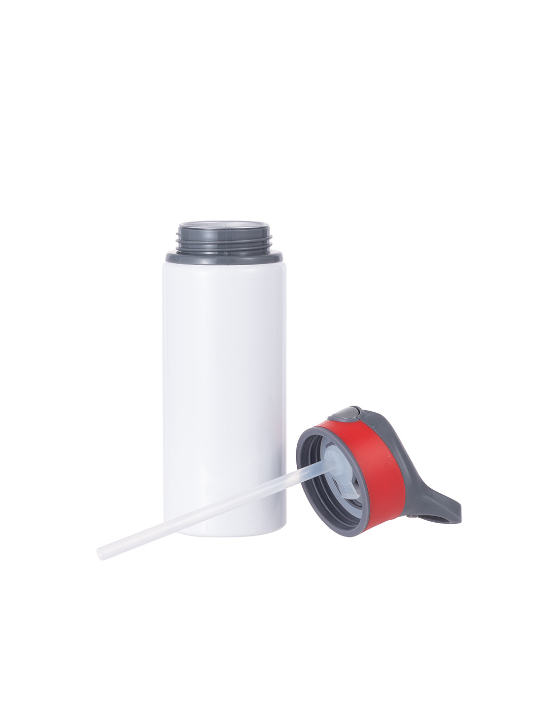 Bouteille d'eau en aluminium de 20 OZ/650 ml avec bouchon rouge (blanc)
