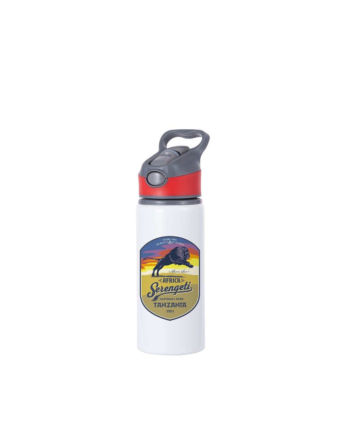 Bouteille d'eau en aluminium de 20 OZ/650 ml avec bouchon rouge (blanc)
