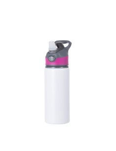 Bouteille d'eau en aluminium de 20 OZ/650 ml avec bouchon rose rouge (blanc)
 2