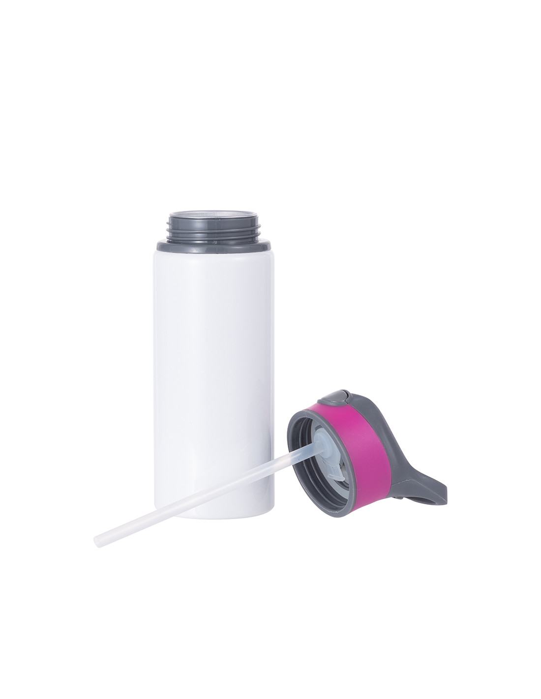 Bouteille d'eau en aluminium de 20 OZ/650 ml avec bouchon rose rouge (blanc)

