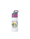 Bouteille d'eau en aluminium de 20 OZ/650 ml avec bouchon rose rouge (blanc)
