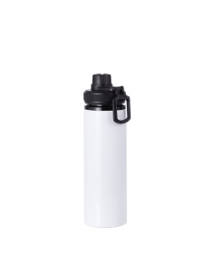 Bouteille d'eau en aluminium de 25 OZ/850 ml avec bouchon noir (blanc)