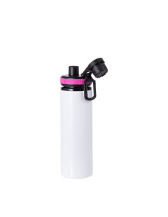 Bouteille d'eau en aluminium de 25 OZ/850 ml avec bouchon rose rouge (blanc) 2