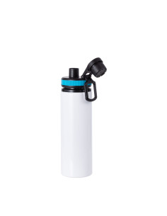 Bouteille d'eau en aluminium de 25 OZ/850 ml avec bouchon bleu (blanc) 2
