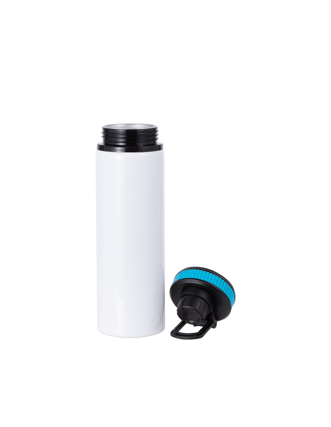 Bouteille d'eau en aluminium de 25 OZ/850 ml avec bouchon bleu (blanc)