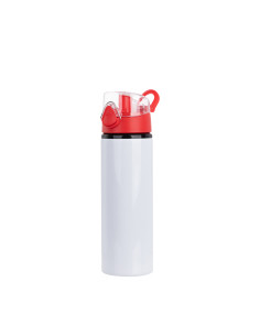 Bouteille d'eau en aluminium de 750 ml avec bouchon rouge (blanc)