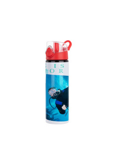 Bouteille d'eau en aluminium de 750 ml avec bouchon rouge (blanc) 2
