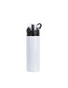 Bouteille d'eau en aluminium de 750 ml avec bouchon noir (blanc)