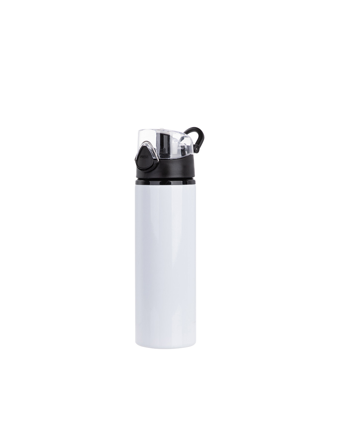 Bouteille d'eau en aluminium de 750 ml avec bouchon noir (blanc)