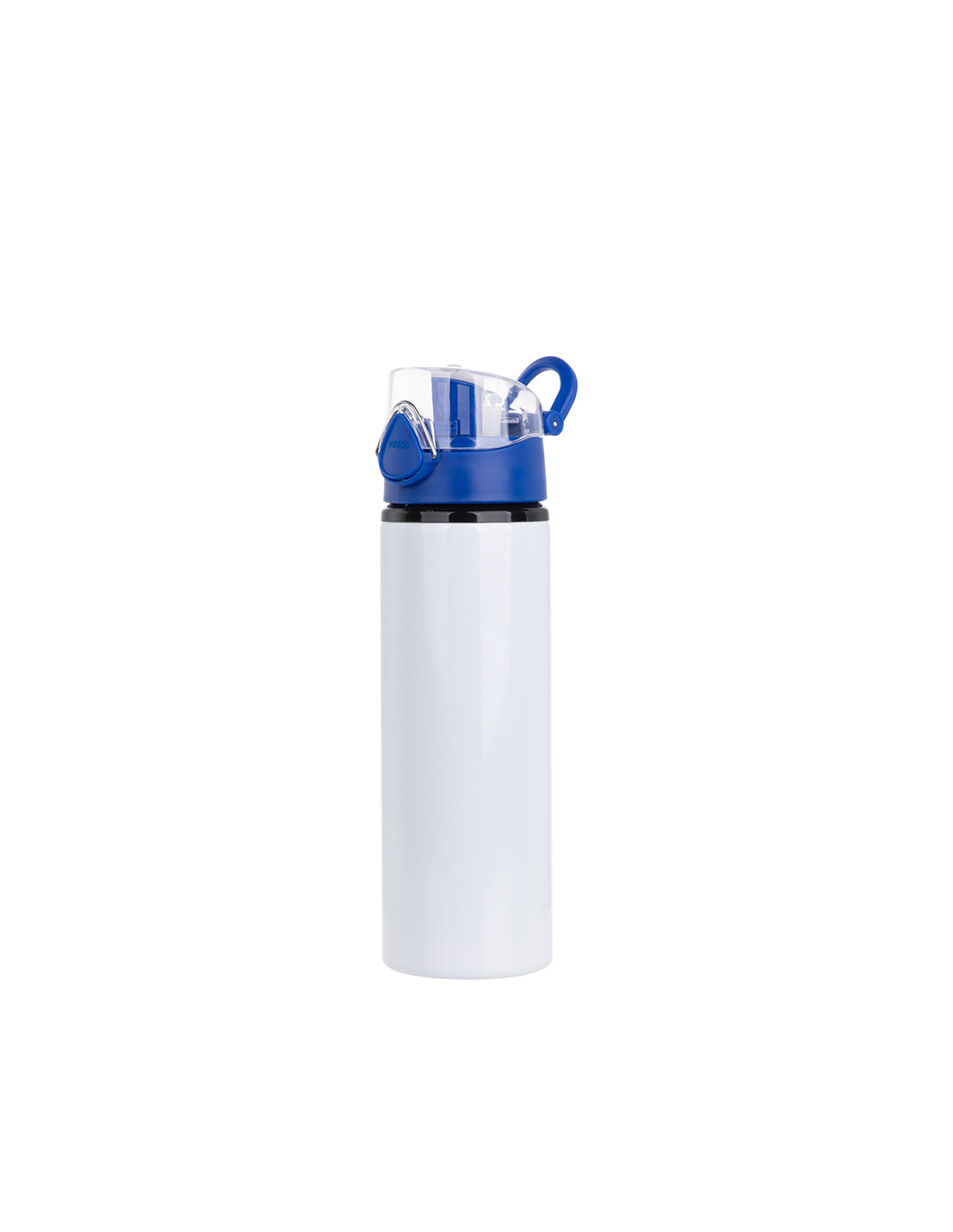 Bouteille d'eau en aluminium de 750 ml avec bouchon bleu (blanc)