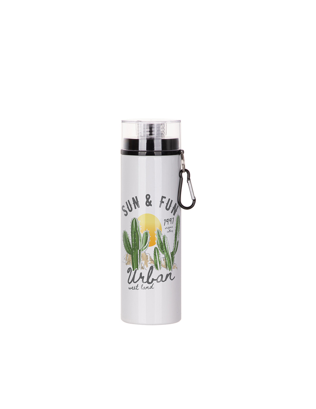 Bouteille en aluminium de 27 oz/800 ml avec couvercle noir (blanc)