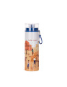 Bouteille en aluminium de 27 oz/800 ml avec couvercle bleu (blanc)
